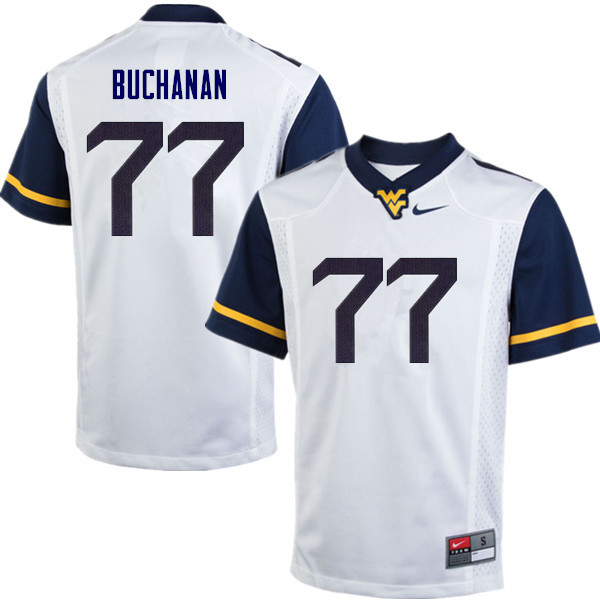 Men #77 Daniel Buchanan West Virginia Mountaineers College Football Jerseys Sale-White - Click Image to Close
